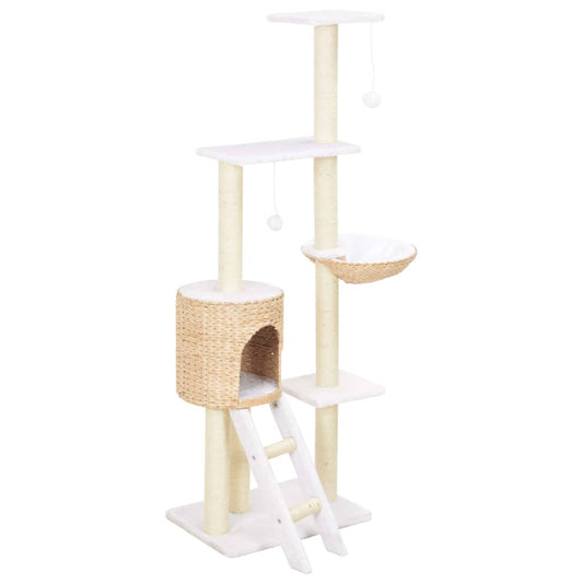 Katzen-Kratzbaum Sisal Seegras Blau Und Weiß