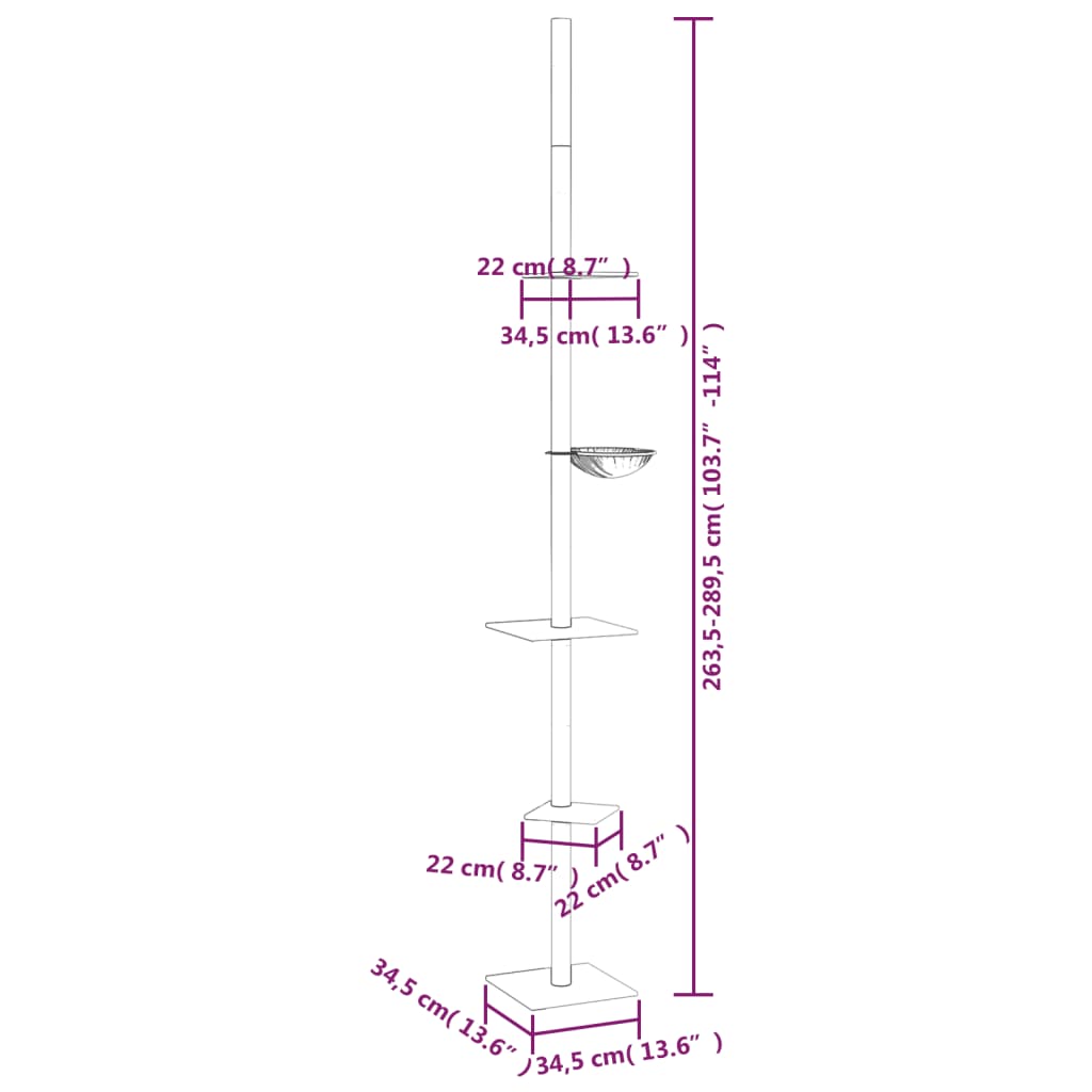 Kratzbaum Deckenhoch 263,5-289,5 Cm